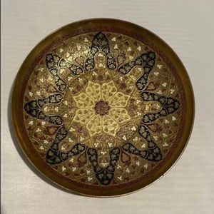 Stunning Vintage 8” Brass Etched Baroque Pedestal Bowl/Plate (Wall Decor).